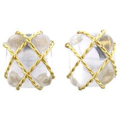 Seaman Schepps Gold Crystal Cage Earrings