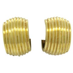 Large Tiffany & Co Gold Wide Hoop Earrings