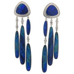 Impressive Jorge Adeler Gold Black Opal Diamond Earrings