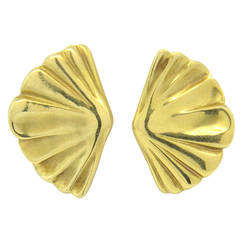 1980s Tiffany & Co Gold Fan Earrings