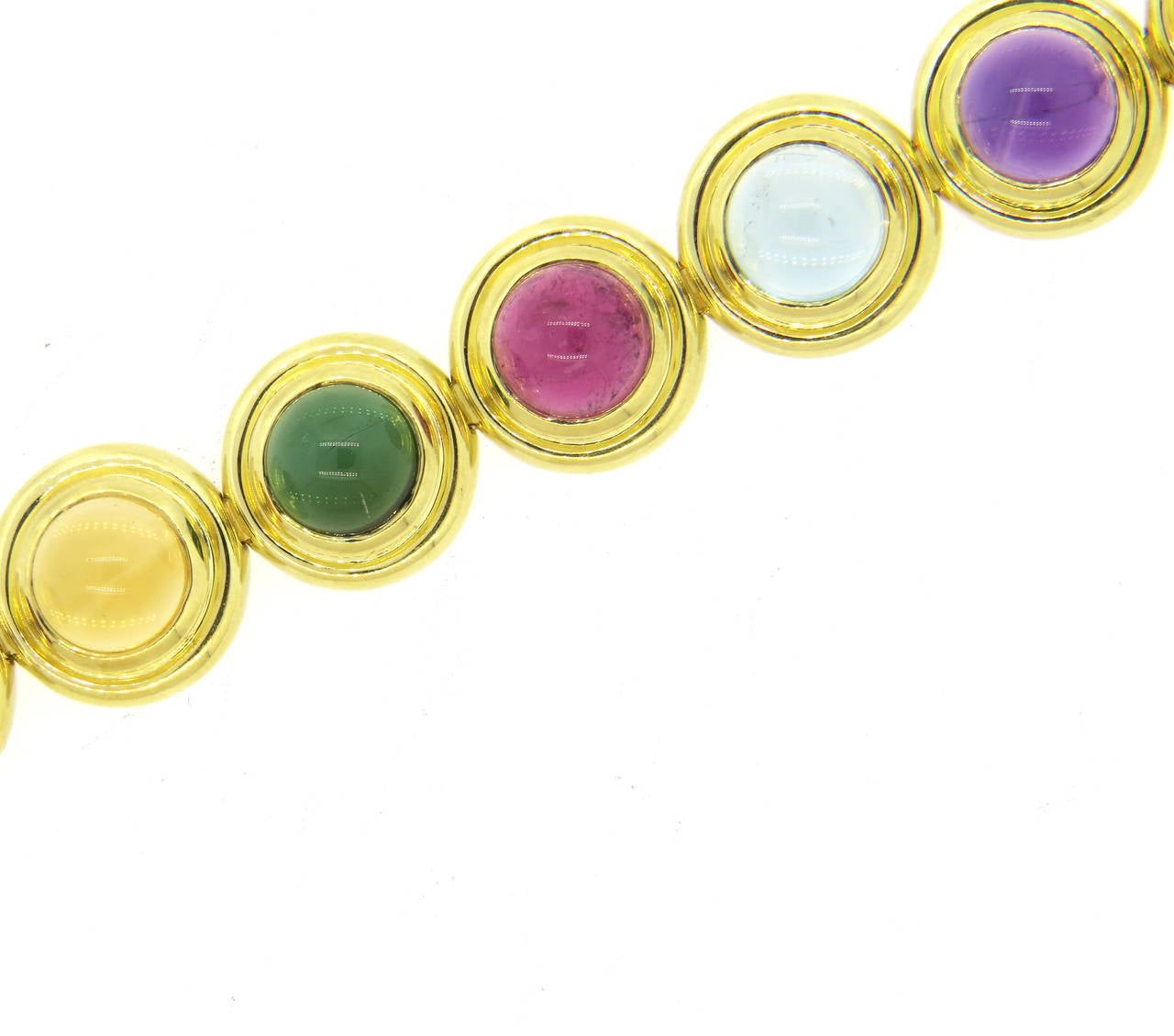 Tiffany & Co. Paloma Picasso Multicolor Gemstone Gold Bracelet In Excellent Condition In Lambertville, NJ