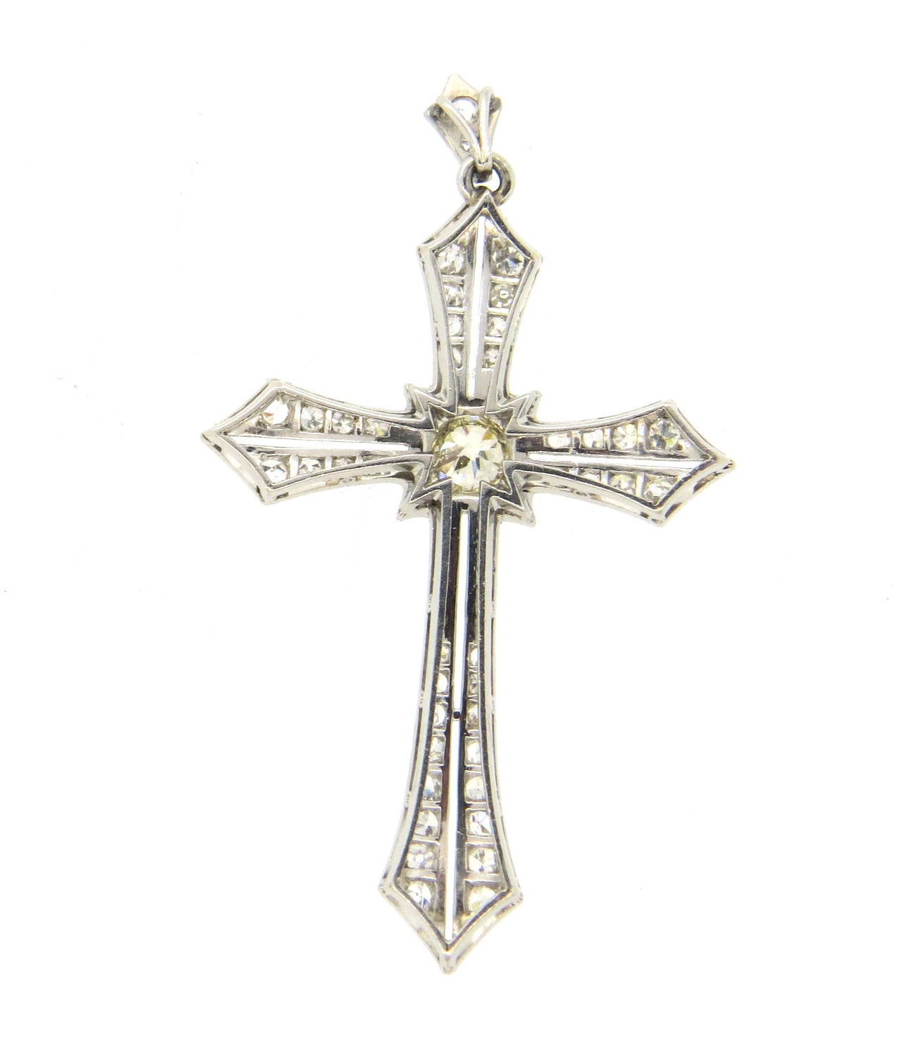 Antique Diamond Platinum Cross Pendant at 1stDibs antique diamond cross