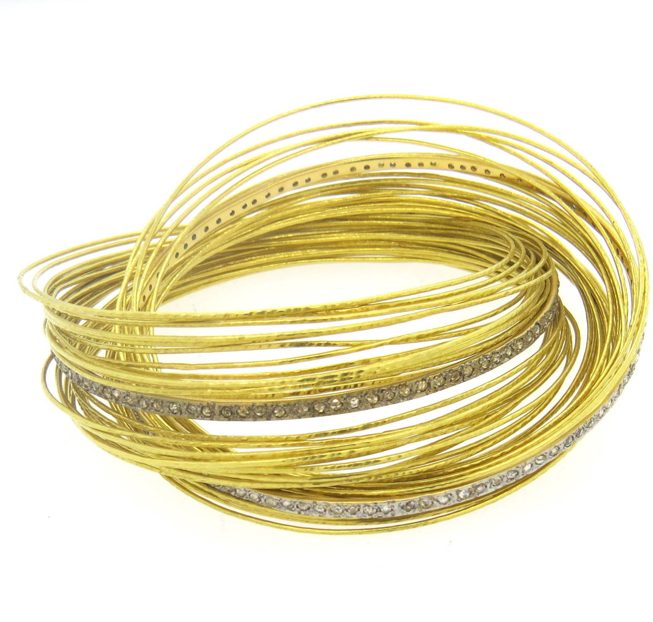 Coomi Diamond Gold Interlocking Bangle Bracelet at 1stDibs
