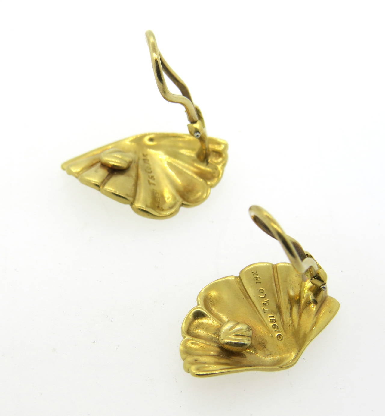 Women's 1980s Tiffany & Co Gold Fan Earrings