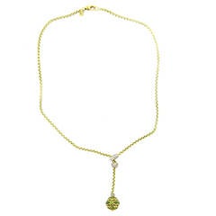 David Yurman Gold Diamond Peridot Lariat Pendant Necklace