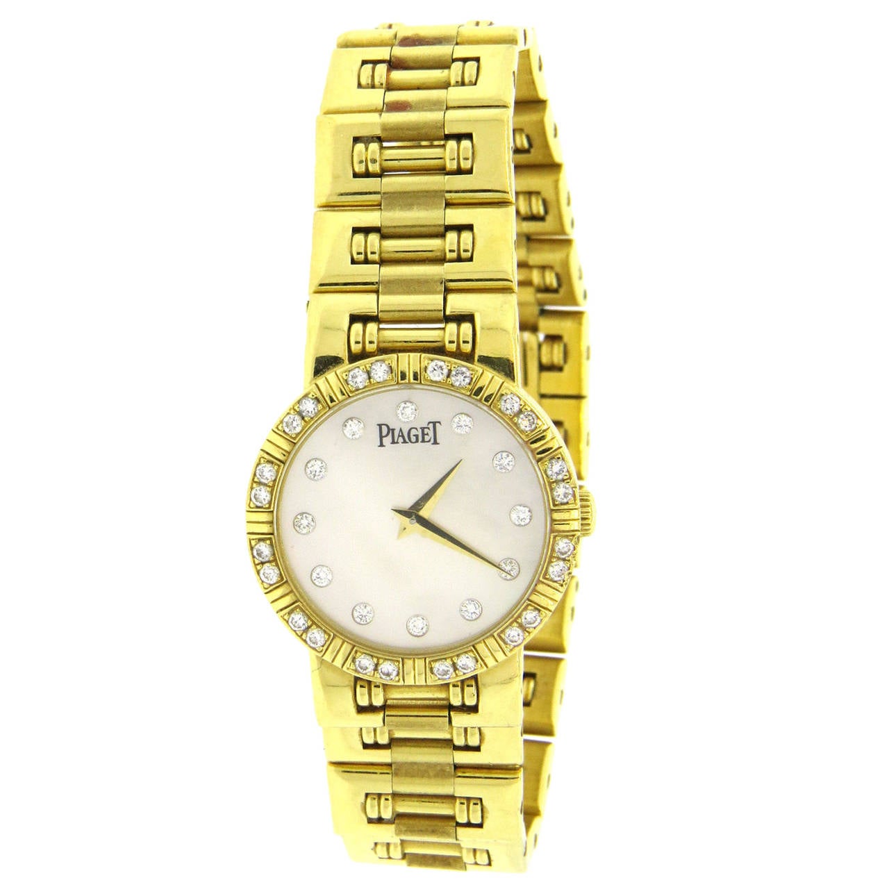 Piaget Lady's Yellow Gold Diamond Mother of Pearl Dial Dancer Quartz Wristwatch