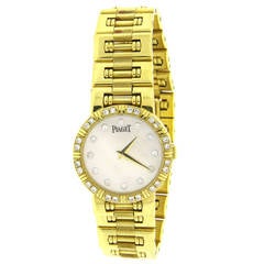 Piaget Lady's Yellow Gold Diamond Mother of Pearl Dial Dancer Quartz Wristwatch