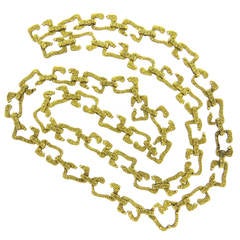 1970s Gold Geometric Long Link Necklace