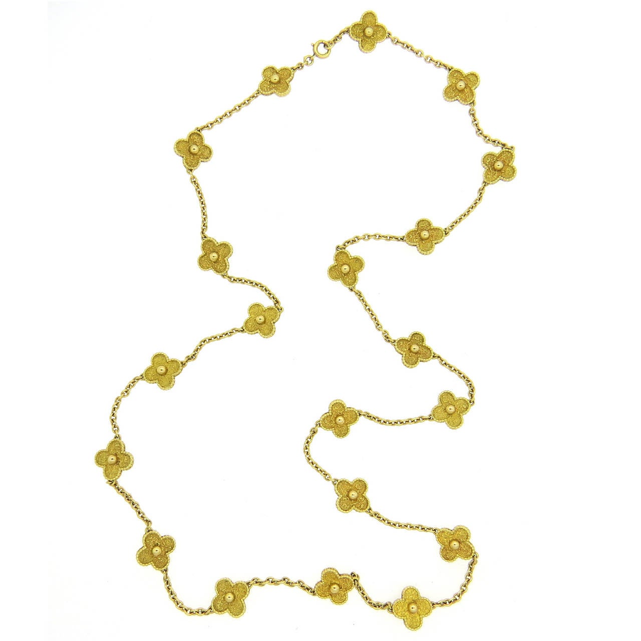 Van Cleef & Arpels Vintage Alhambra Twenty Motif Gold Clover Necklace