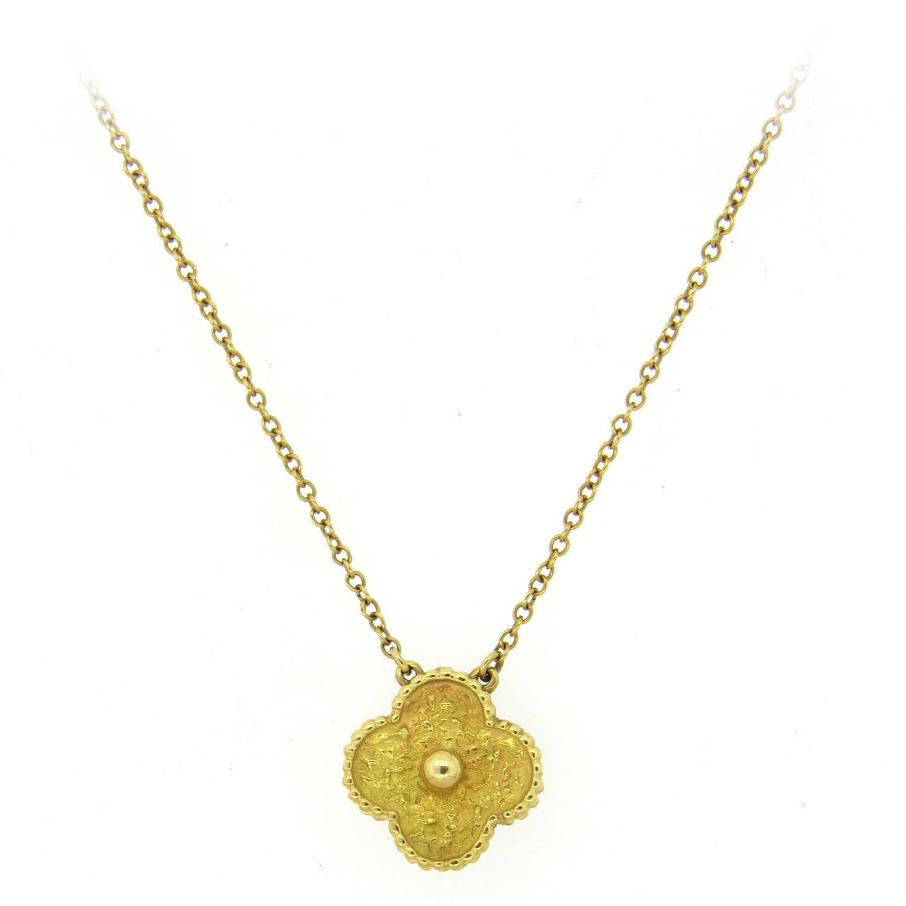 Van Cleef & Arpels Vintage Alhambra Gold Clover Pendant Necklace