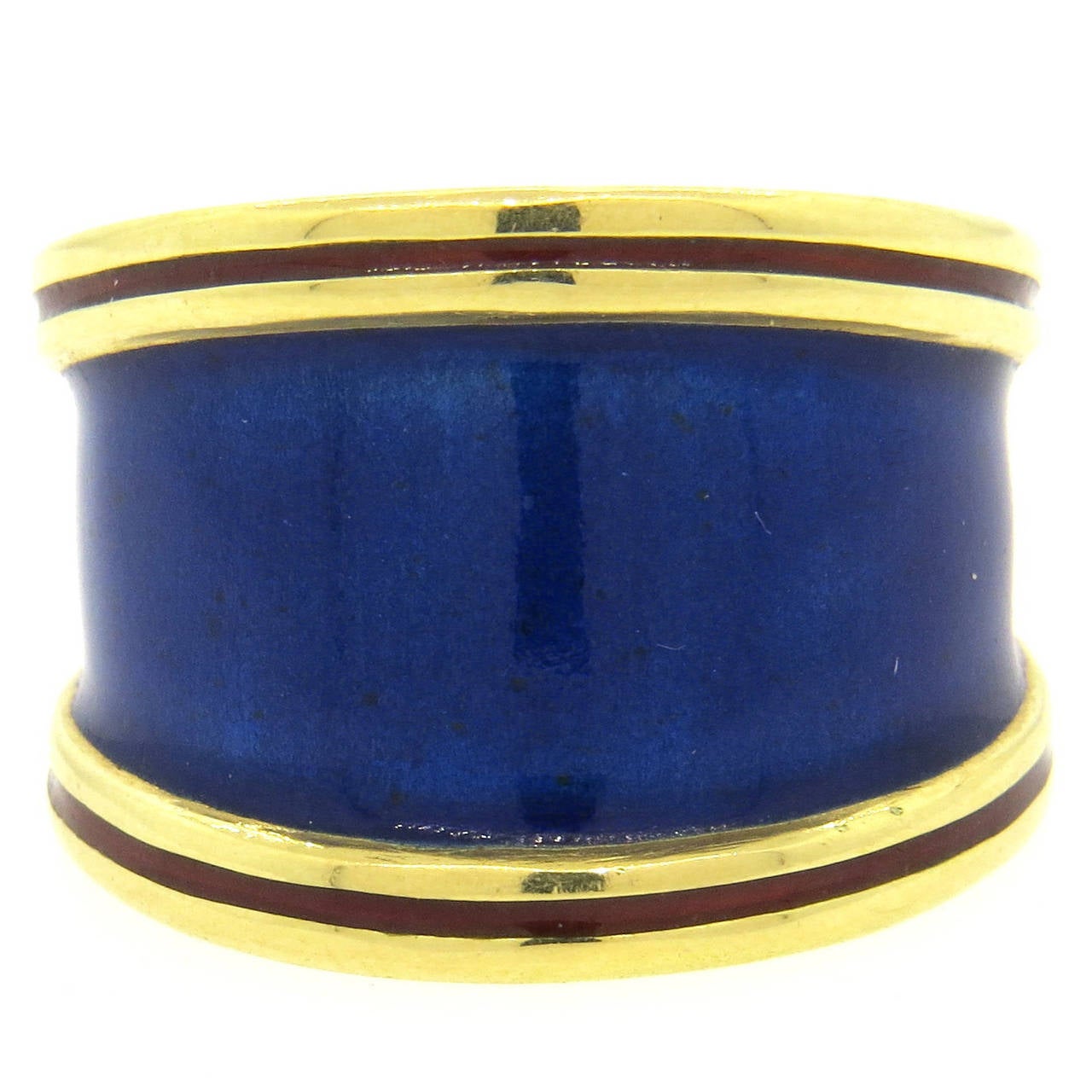 Wide Gold Cigar Enamel Band Ring