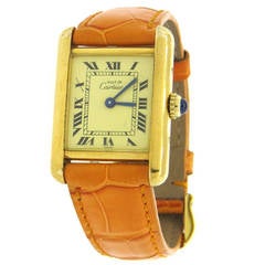 Cartier Lady's Vermeil Tank Quartz Wristwatch