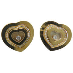 Chopard Happy Spirit Gold Floating Diamond Heart Earrings 5