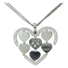 Chopard Happy Amore Gold Floating Diamond Heart Pendant Necklace 4