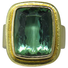Elizabeth Locke Gold Green Tourmaline Ring