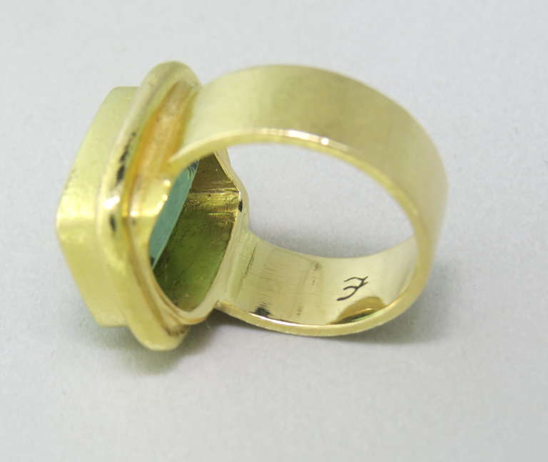 Women's Elizabeth Locke Gold Green Tourmaline Ring