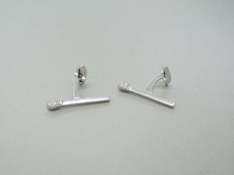 Find Your Match Gold Diamond Cufflinks In Excellent Condition In Lambertville, NJ