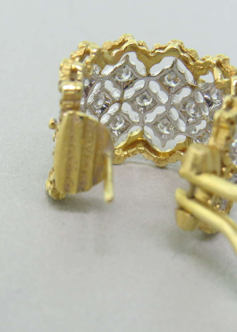 Buccellati Rombi Gold Diamond Earrings In Excellent Condition In Lambertville, NJ