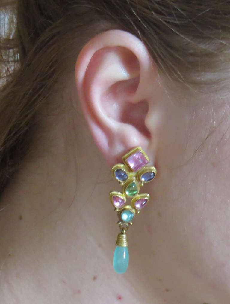 Maija Neimanis Gold Gemstone Drop Earrings 1