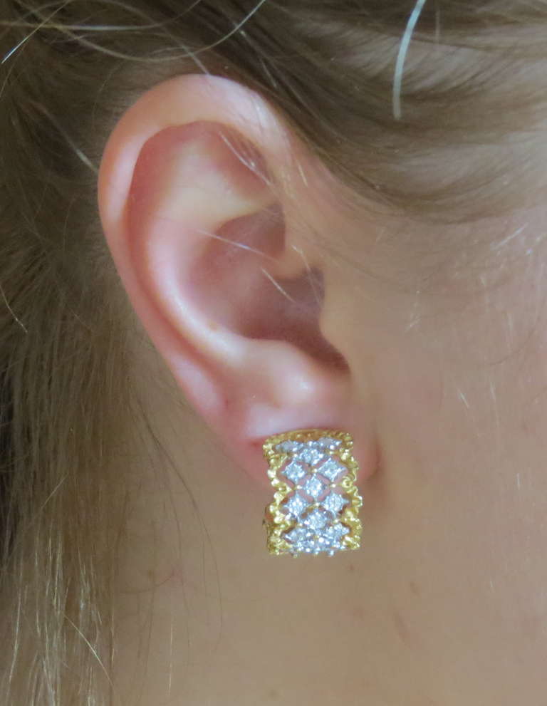 Women's Buccellati Rombi Gold Diamond Earrings