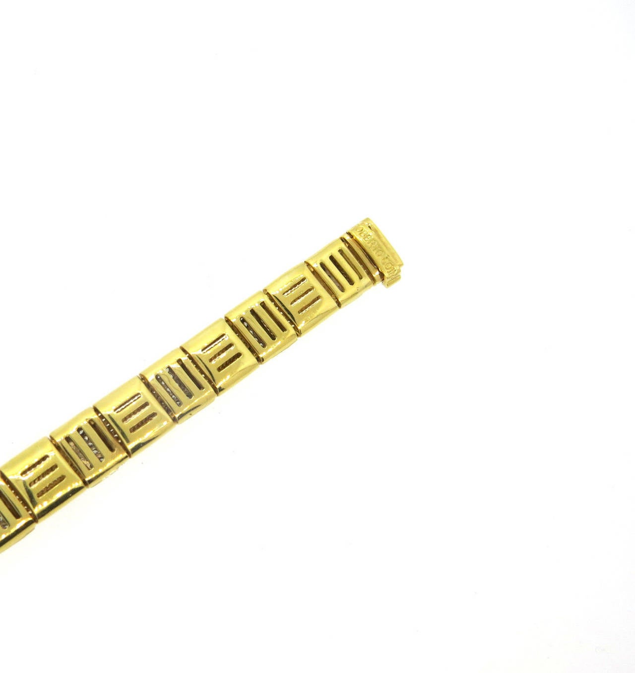 18k yellow gold multi-row bracelet, designed by Roberto Coin, featuring approximately 2.00ctw in diamonds. Bracelet is 7
