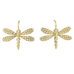 Temple St. Clair Diamond Gold Dragonfly Earrings