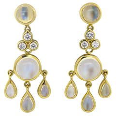 Temple St. Clair Fringe Moonstone Diamond Gold Drop Earrings