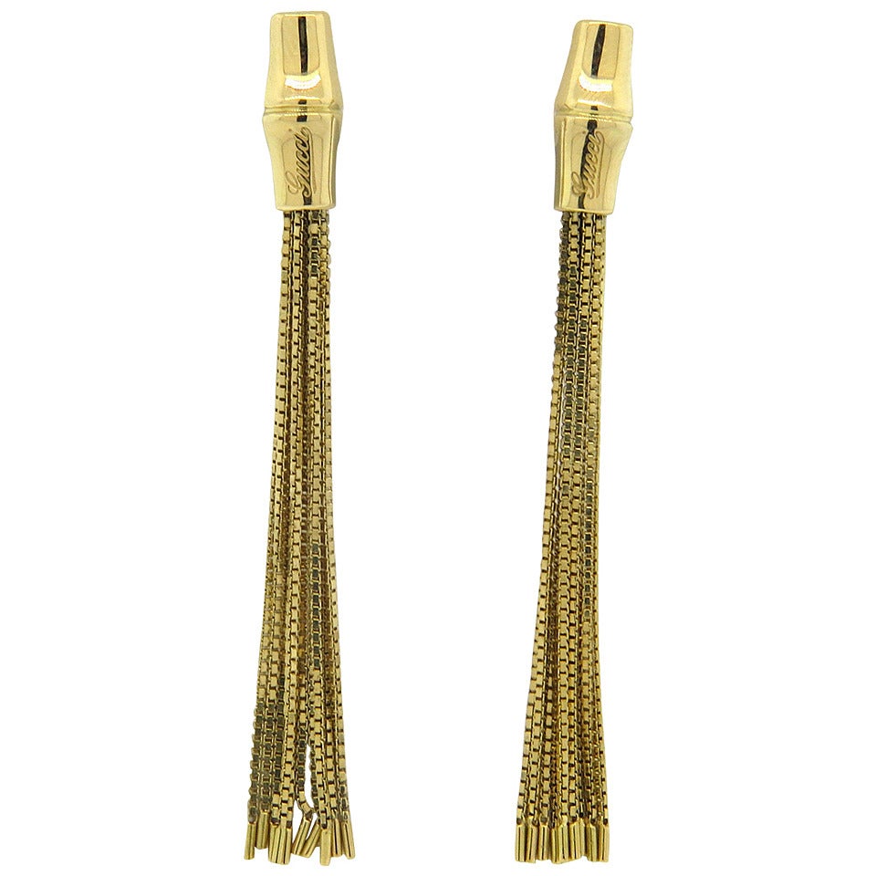 Gucci Gold Bamboo Tassel Drop Earrings at 1stDibs