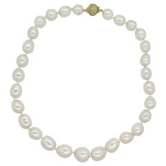 Impressive South Sea Baroque Pearl Diamond Gold Necklace