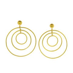 Yossi Harari Gold Large Triple Circle Hoop Earrings