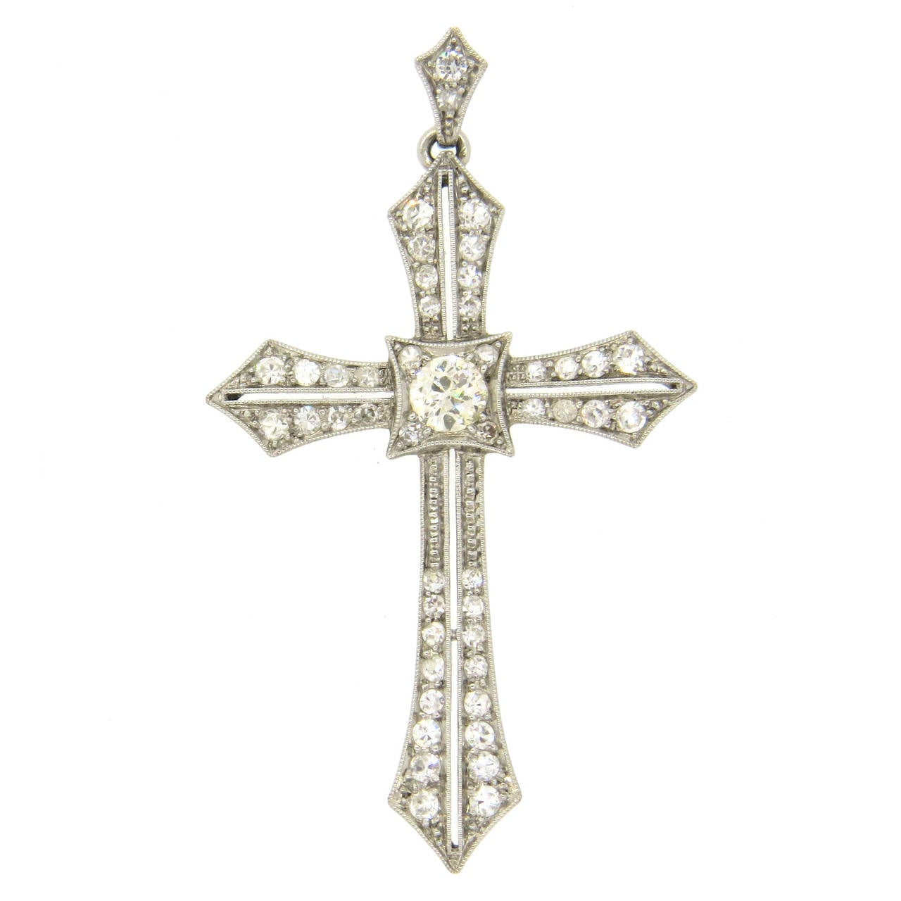 Antique Diamond Platinum Cross Pendant at 1stDibs antique diamond cross