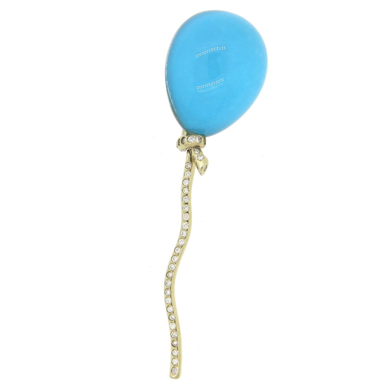 Vhernier Turquoise Quartz Diamond Gold Balloon Brooch Pin at 1stDibs |  vhernier balloon