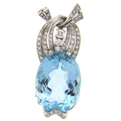 Aquamarine Diamond Platinum Enhancer Pendant