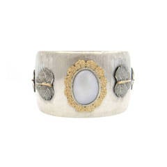 Mario Buccellati Silver Gold Mabe Pearl Cuff Bracelet