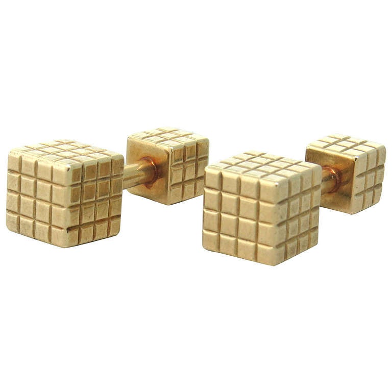 1970s Gold Cube Cufflinks