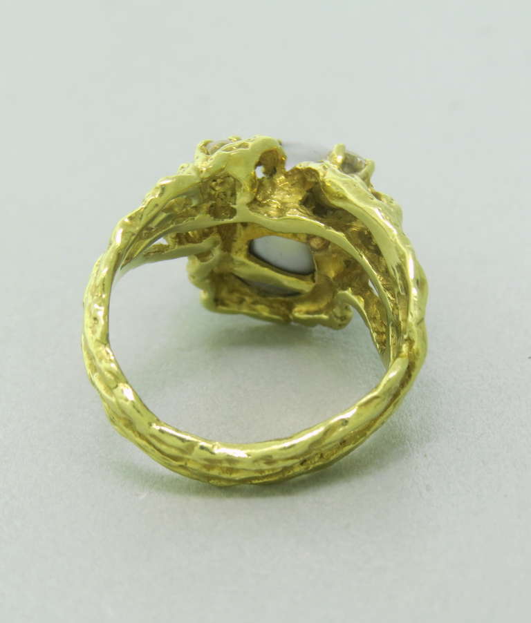 Women's Arthur King Free Form Pearl Diamond Gold Ring