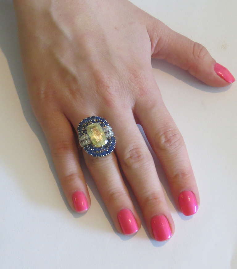 No Heat Natural Yellow Sapphire Diamond Ring 2