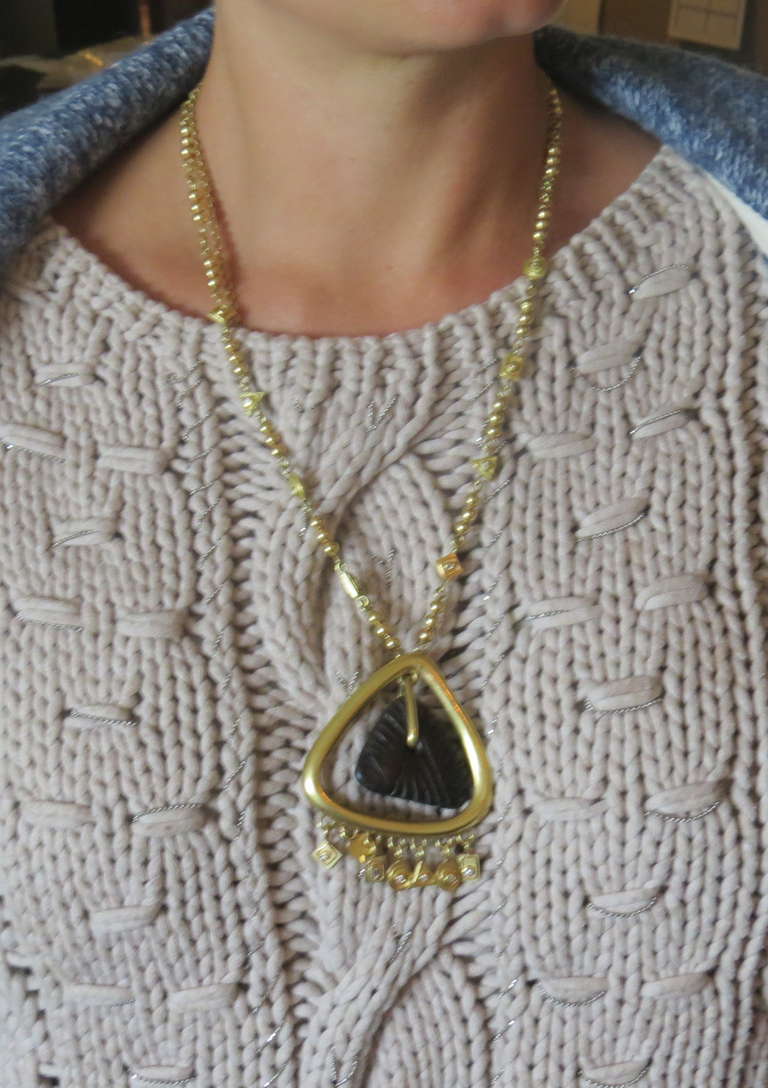 Artisan Diamond Gold Stone Pendant Necklace 1