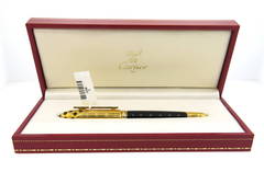 Cartier Must Panthere Black Lacquer Gold Finish Fountain Pen