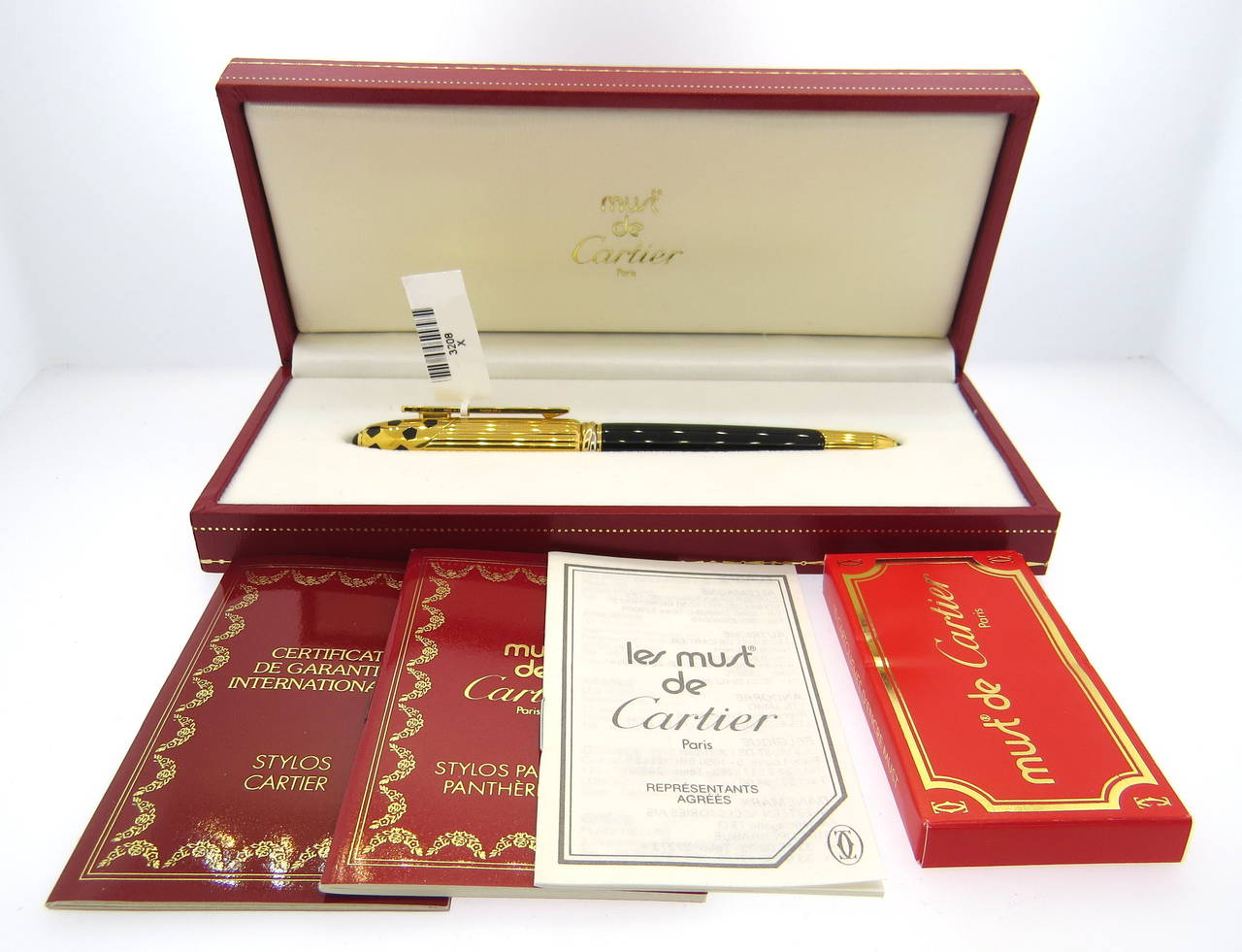 Women's or Men's Cartier Must Panthere Black Lacquer Gold Finish Fountain Pen