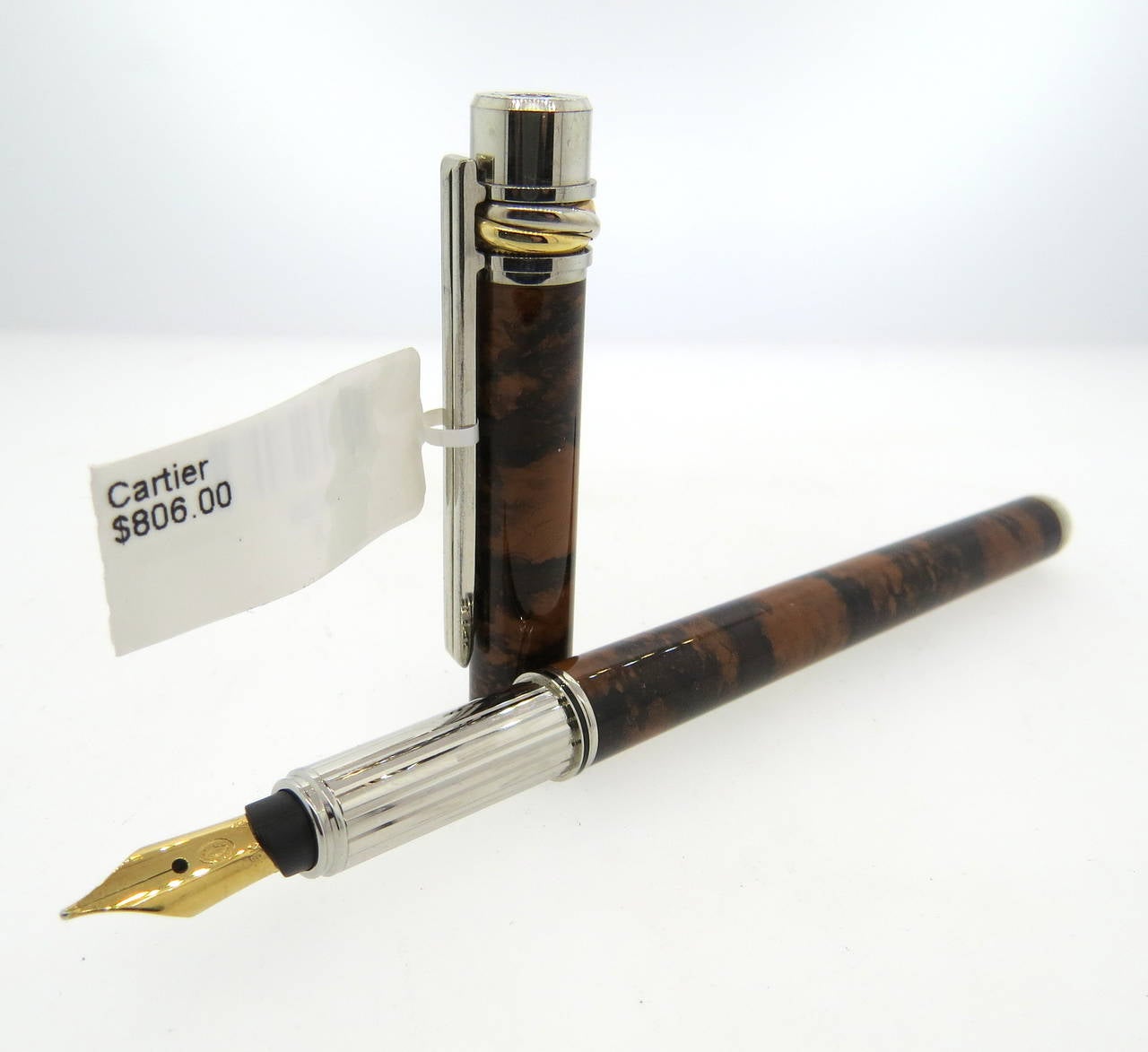 Cartier Noveau Must Marble Lacquer Fountain Pen 1