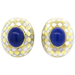 Angela Cummings Lapis Mother of Pearl Gold Earrings 1