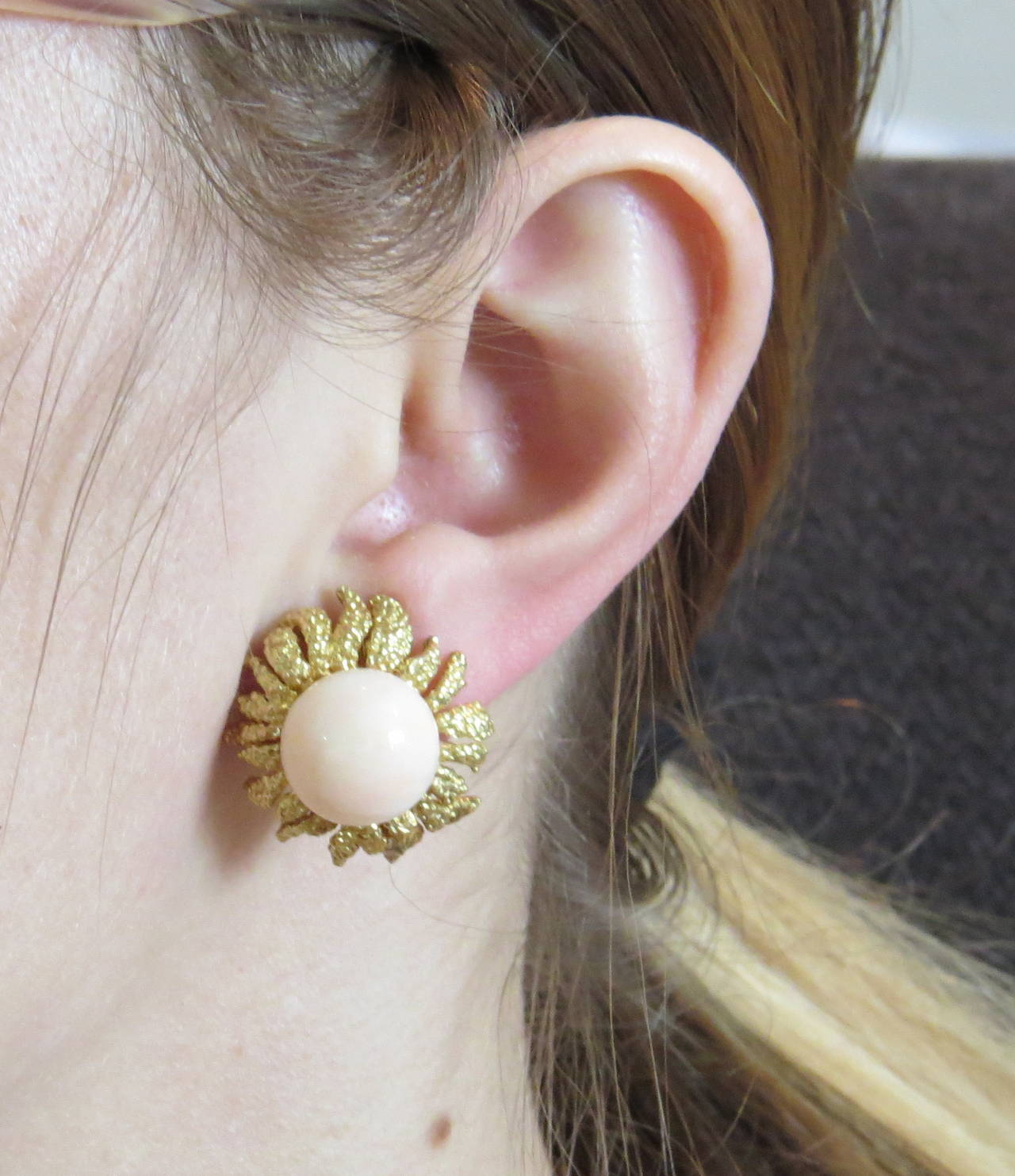 Fine Coral Gold Earrings 1
