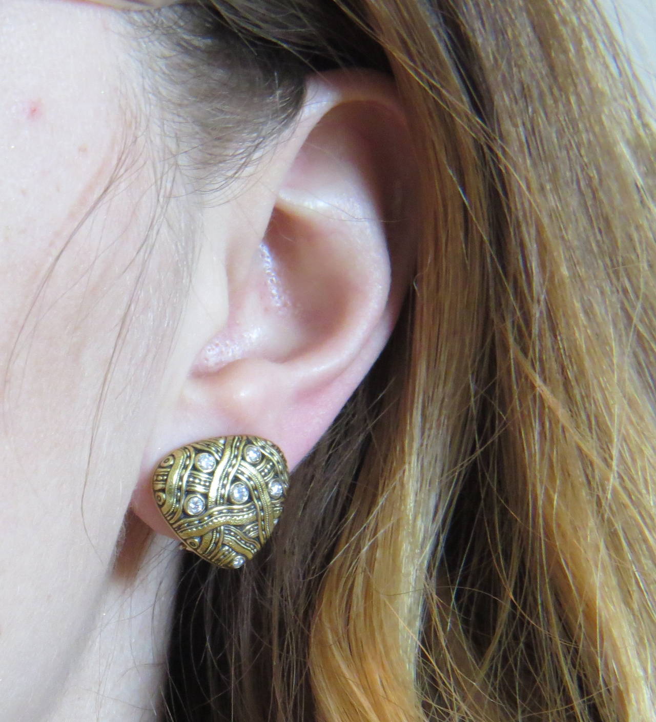 Alex Sepkus Gold Diamond Earrings In Excellent Condition In Lambertville, NJ