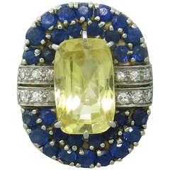 No Heat Natural Yellow Sapphire Diamond Ring
