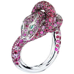 Boucheron Kaa Snake Sapphire Ruby Emerald Diamond Ring