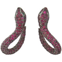 Boucheron Kaa Snake Ruby Emerald Earrings