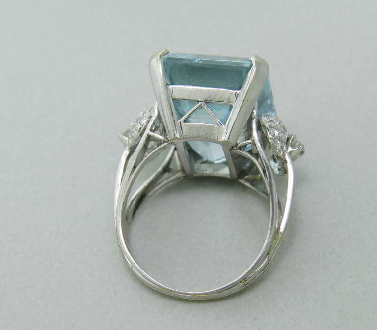 Women's Platinum Aquamarine Diamond Ring