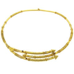Greek Gold Ruby Diamond Collar Necklace