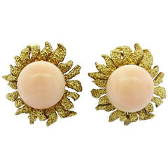 Fine Coral Gold Earrings